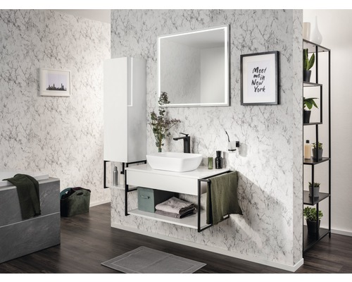 Wastafelmeubel FACKELMANN New York BxHxD 88,5 x 43 x 47,5 cm Frontkleur wit hoogglans 84903
