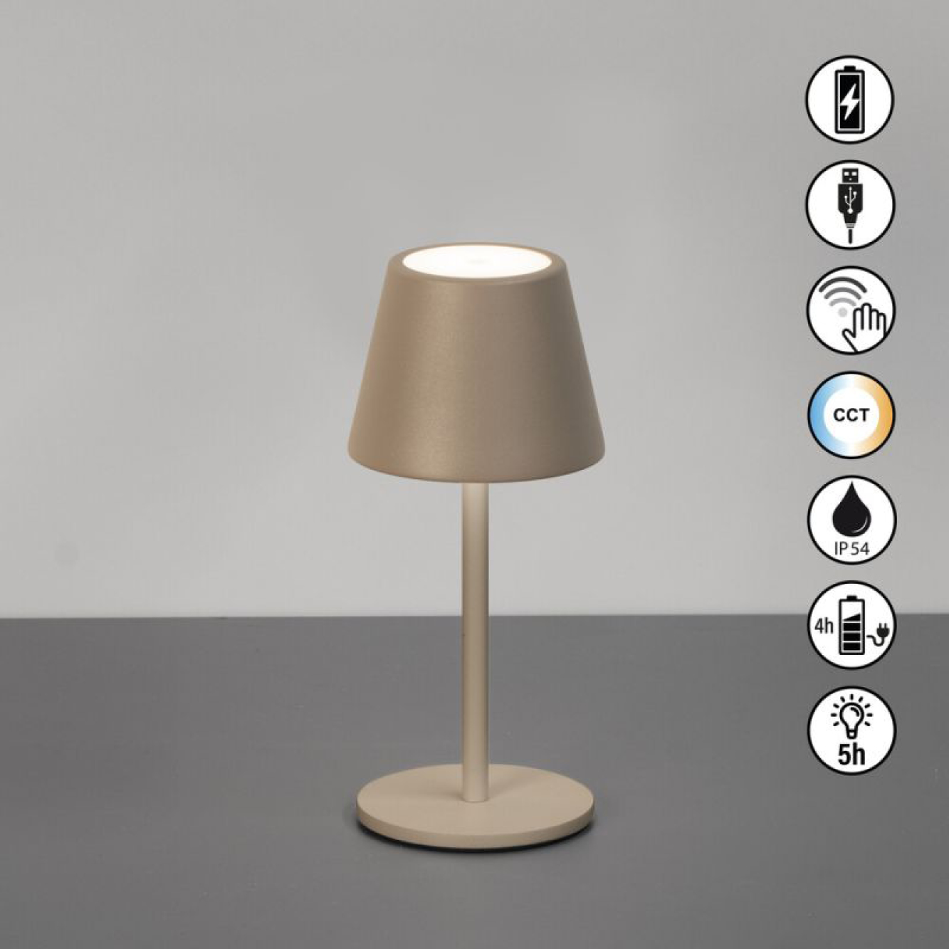 SALERNO TAFELLAMP - OUTDOOR - TAUPE