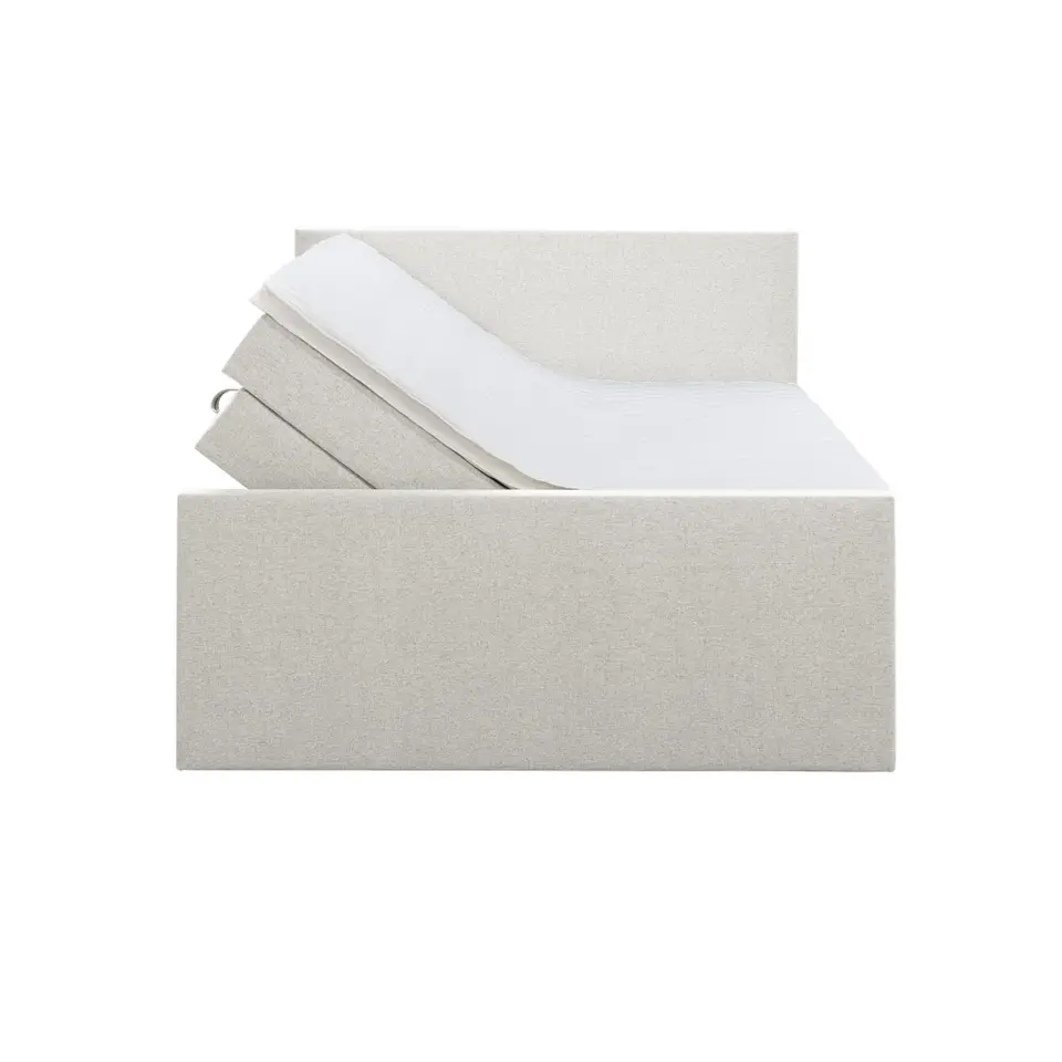 Boxspring met opbergruimte en voetbord Liv egaal - ecru - 180x200cm