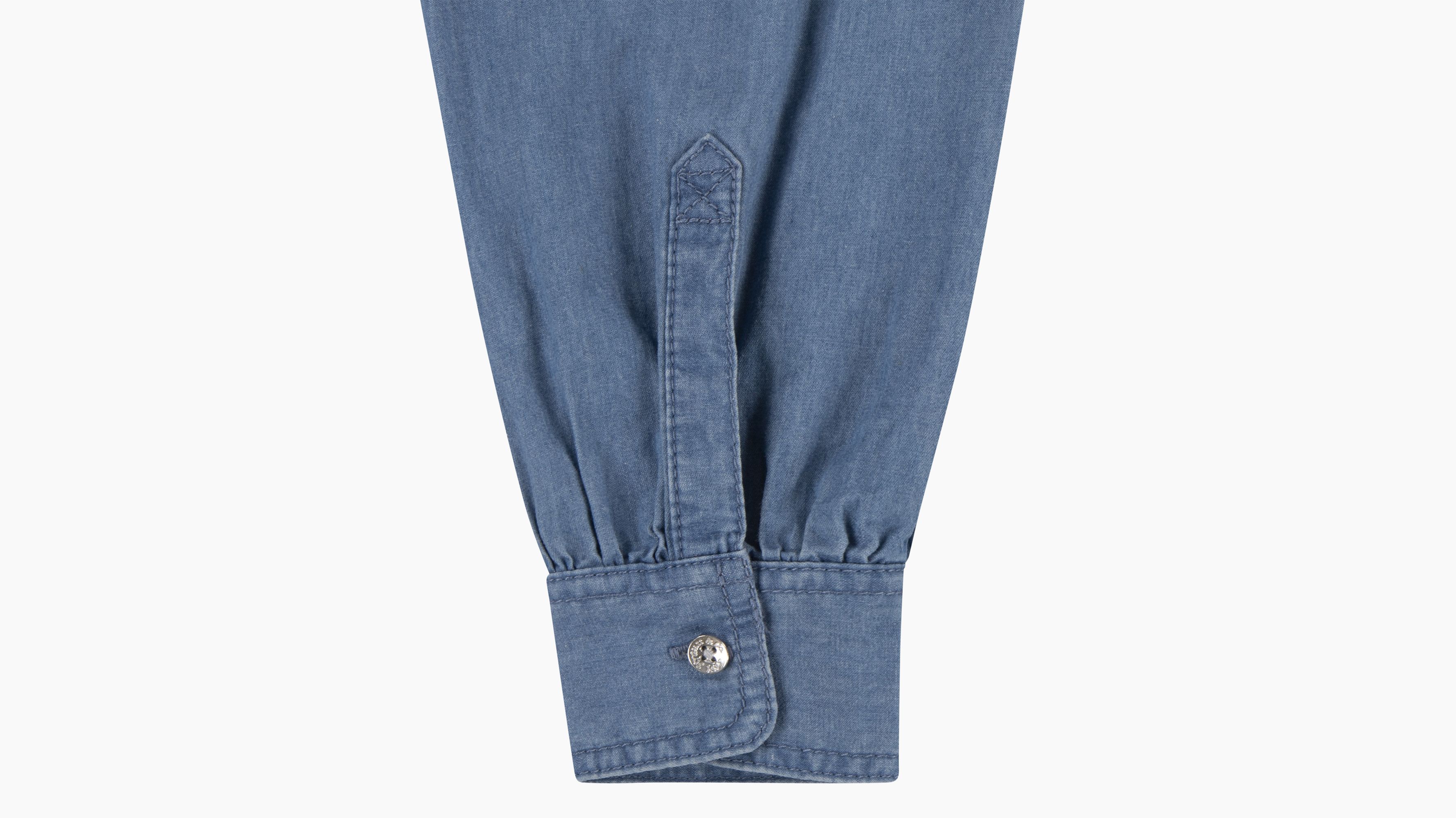 Chemise western denim manche longue Ado - Clean Medium - Bleu