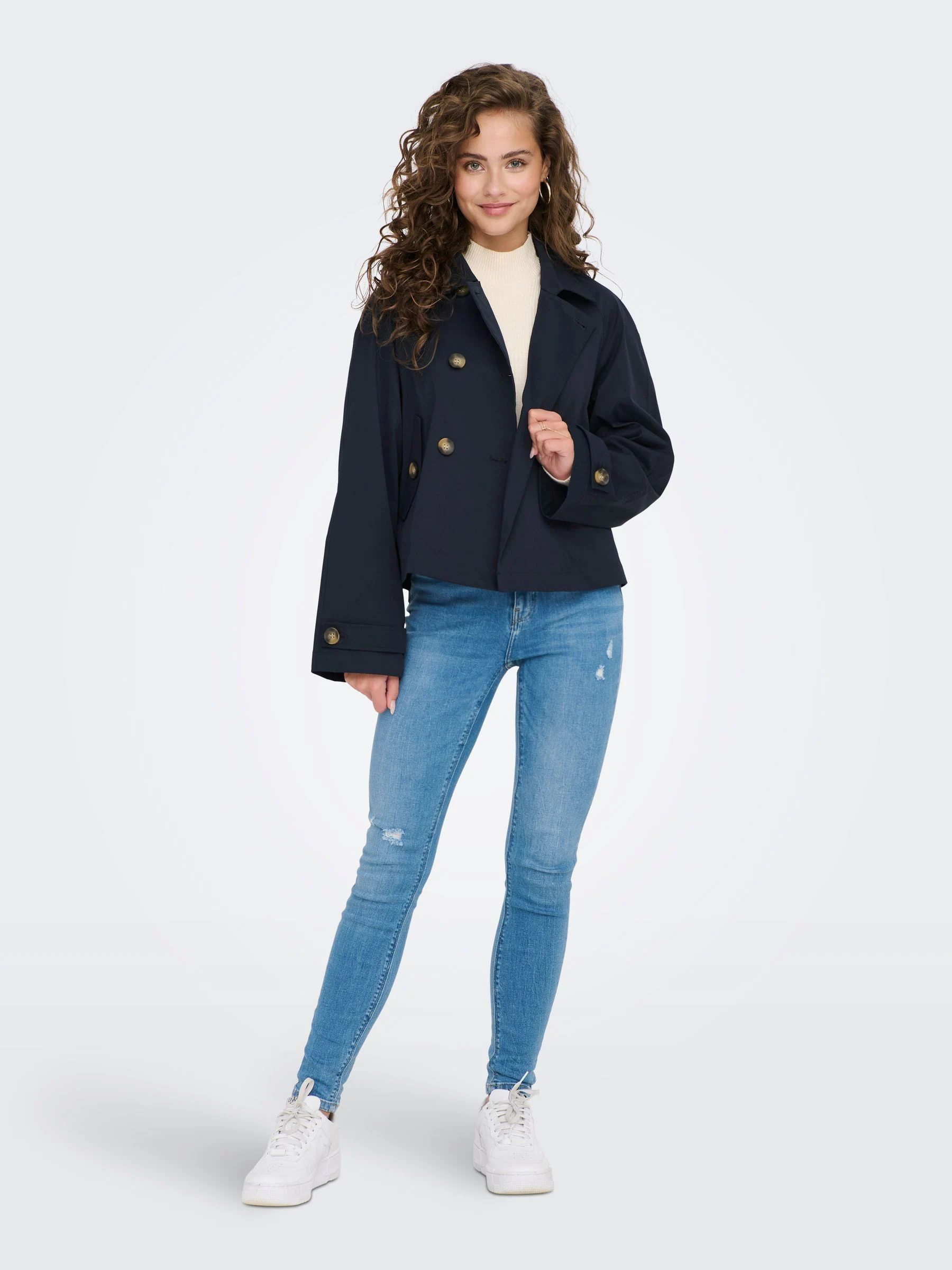 Blauw - Only - Korte trenchcoat