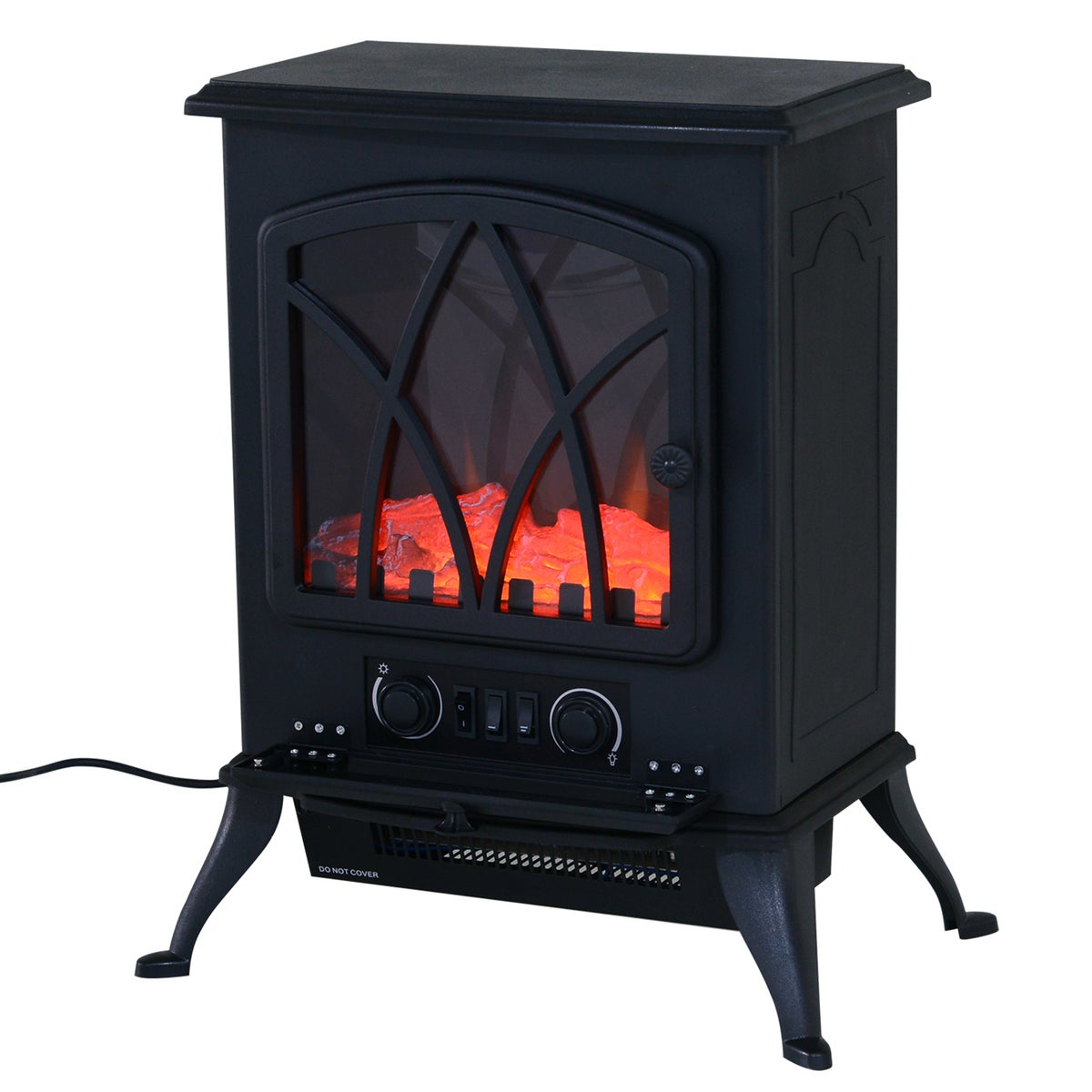 HOMCOM elektrische haard (model 6), L45 x B28,5 x H54 cm, kunststof en veiligheidsglas, zwart