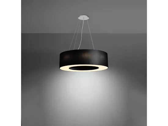 Sollux SATURNO Suspension Cylindrique Noir 70cm E27