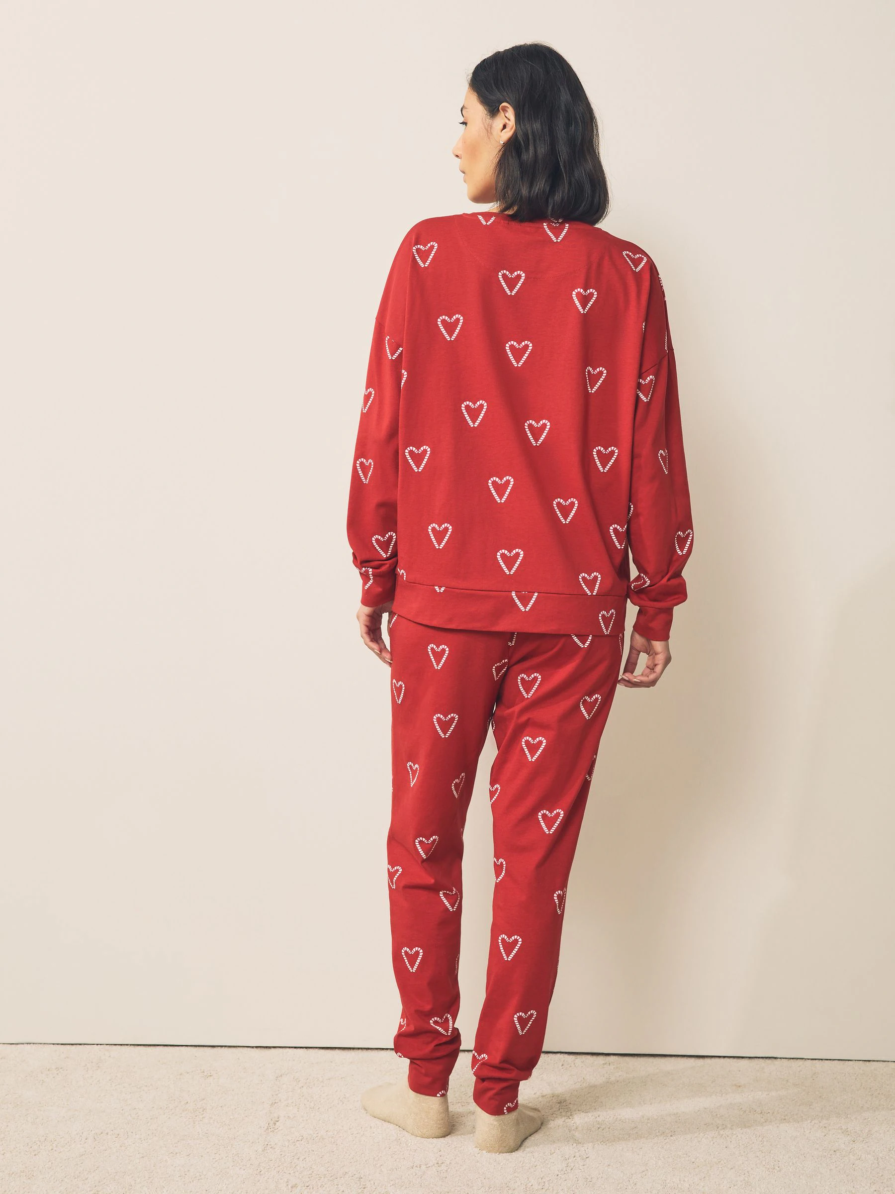 Rode zuurstokken - Pyjama met lange mouwen