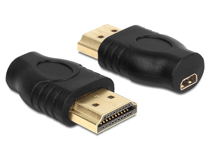 Delock Adapter HDMI - Micro-HDMI (HDMI-D), 1 Stück Delock Adapter HDMI Micro-D Buchse > HDMI-A Stecker