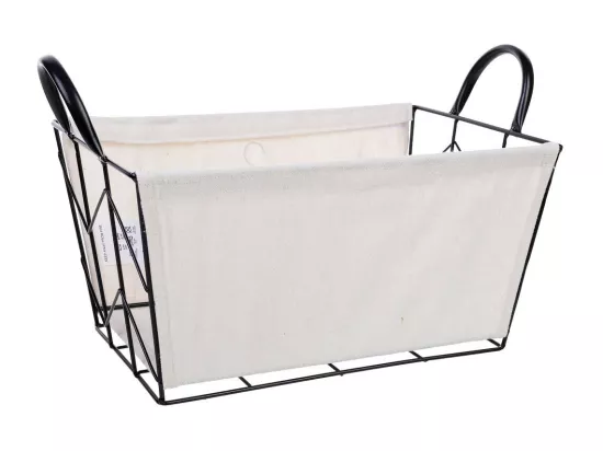 Panier de rangement en métal et tissu 35x23x18/25