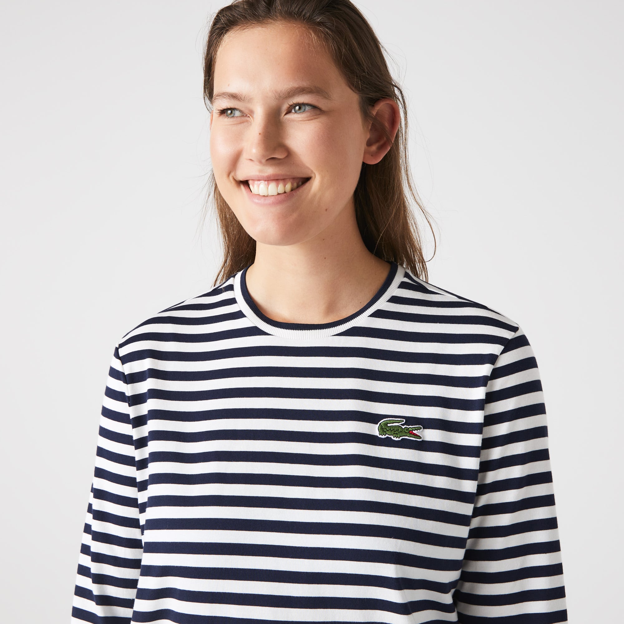 T-shirt manches longues femme Lacoste à rayures en jersey de coton T-Shirts - Bleu - Lacoste - Femme