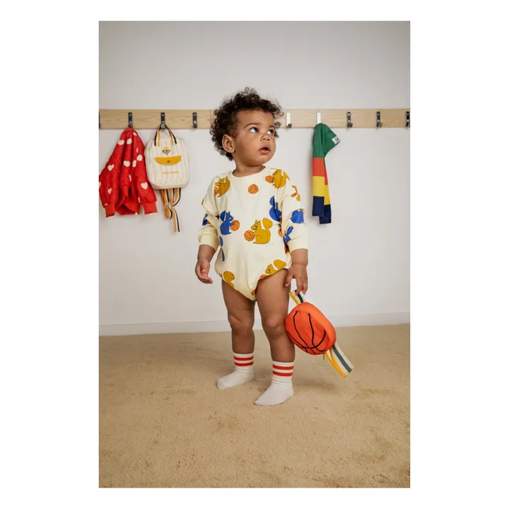 Mini Rodini Lot Body et Legging Ecureuil Coton Bio | Jaune pâle