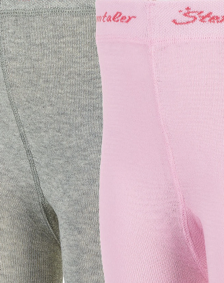 Leggings HERZEN & TUPFEN 2er-Pack in grau melange/rosa
