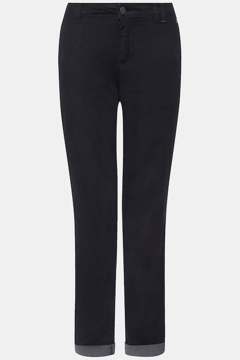Chino-Hose, Stickerei, Flatfront, mit recyceltem Polyester