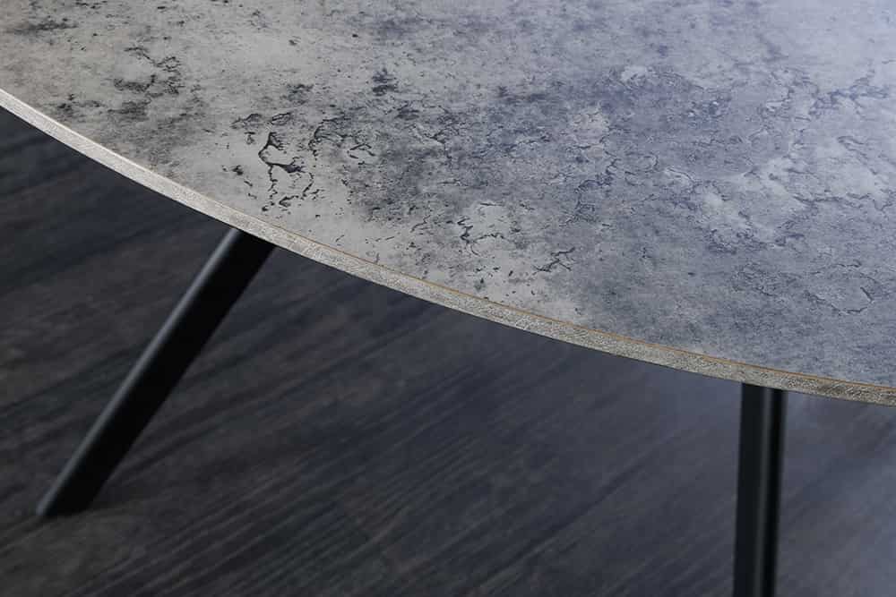 Runder Esstisch ATELIER 100cm grau Beton-Design schwarz Metall