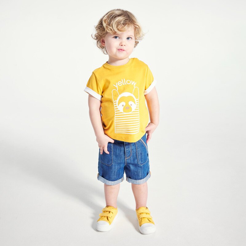 T-shirt ludique couleur jaune bébé garçon Jaune