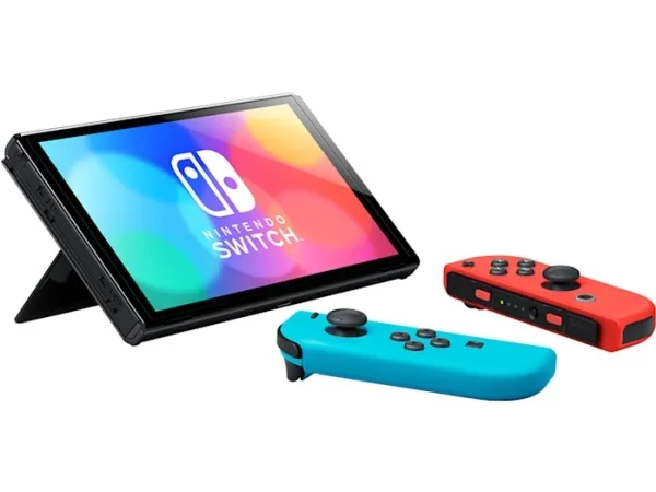 Nintendo | Switch OLED - Spilkonsol - Full HD - 64GB - Sort | Inkl. 2 x Joy-Con (Neonrød/Neonblå)