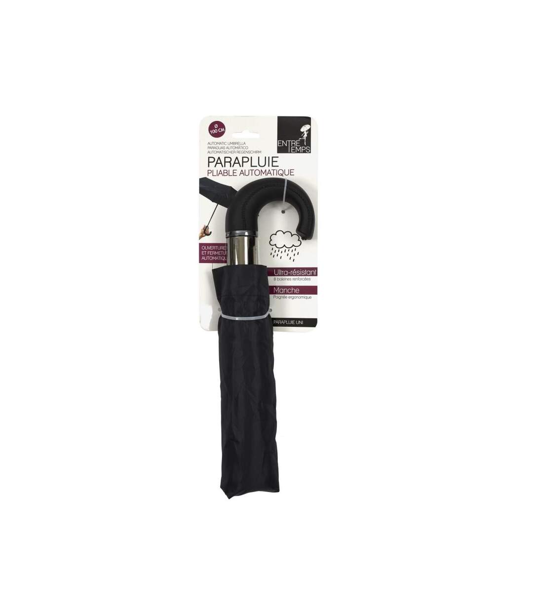 Paris Prix - Parapluie Pliable Automatique rain 32cm Noir