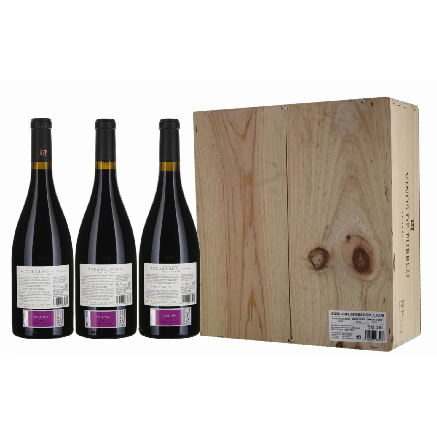 Geschenkbox 3x75cl Vinos de Pueblo Ribera del Duero DO Legaris -225cl