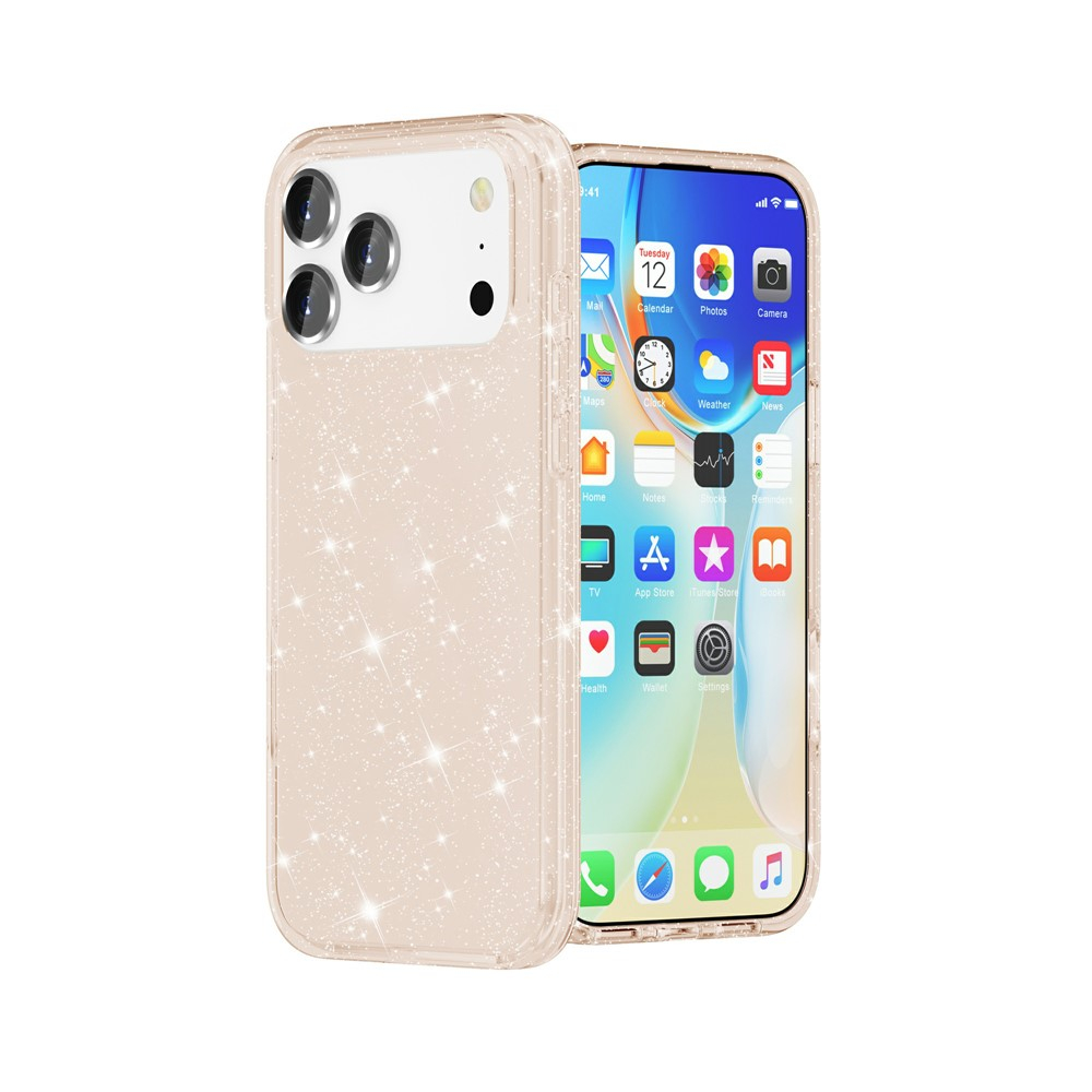 iPhone 17 Pro Hybrid Hardcase Schutzhülle im Glitzer Design - Gold / Transparent