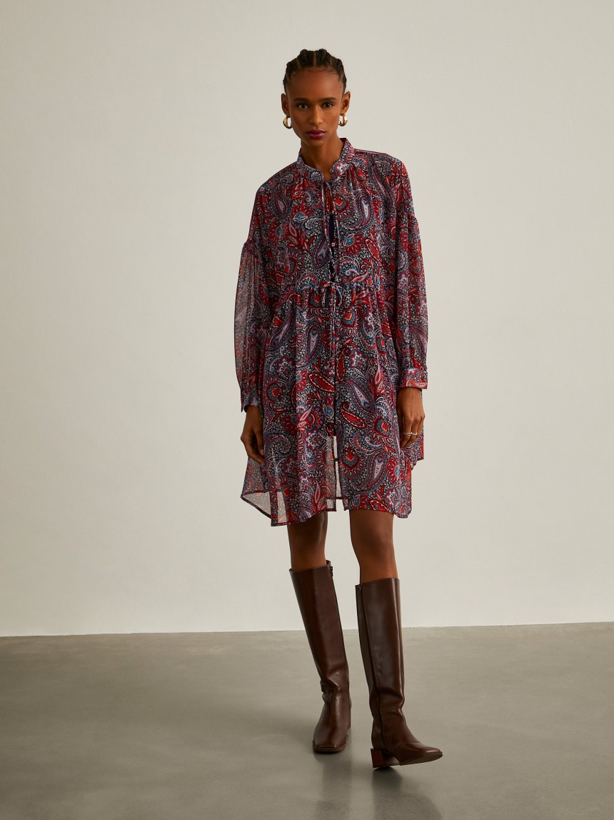 Vestido fluido com padrão cornucópias