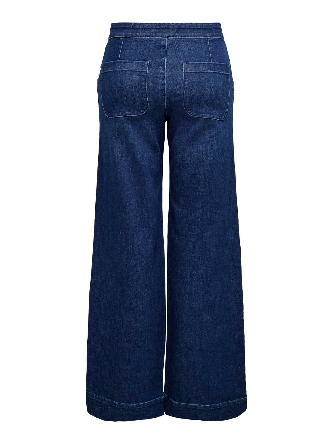 ONLMADISON Hohe Taille Weiter Beinschnitt Jeans Dark Medium Blue Denim
