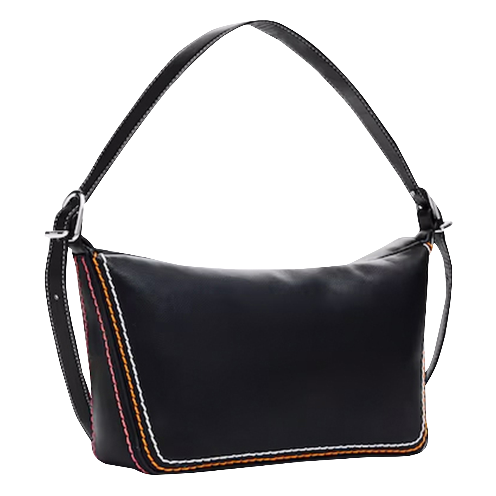 Sac bandoulière avec surpiqûres | Noir