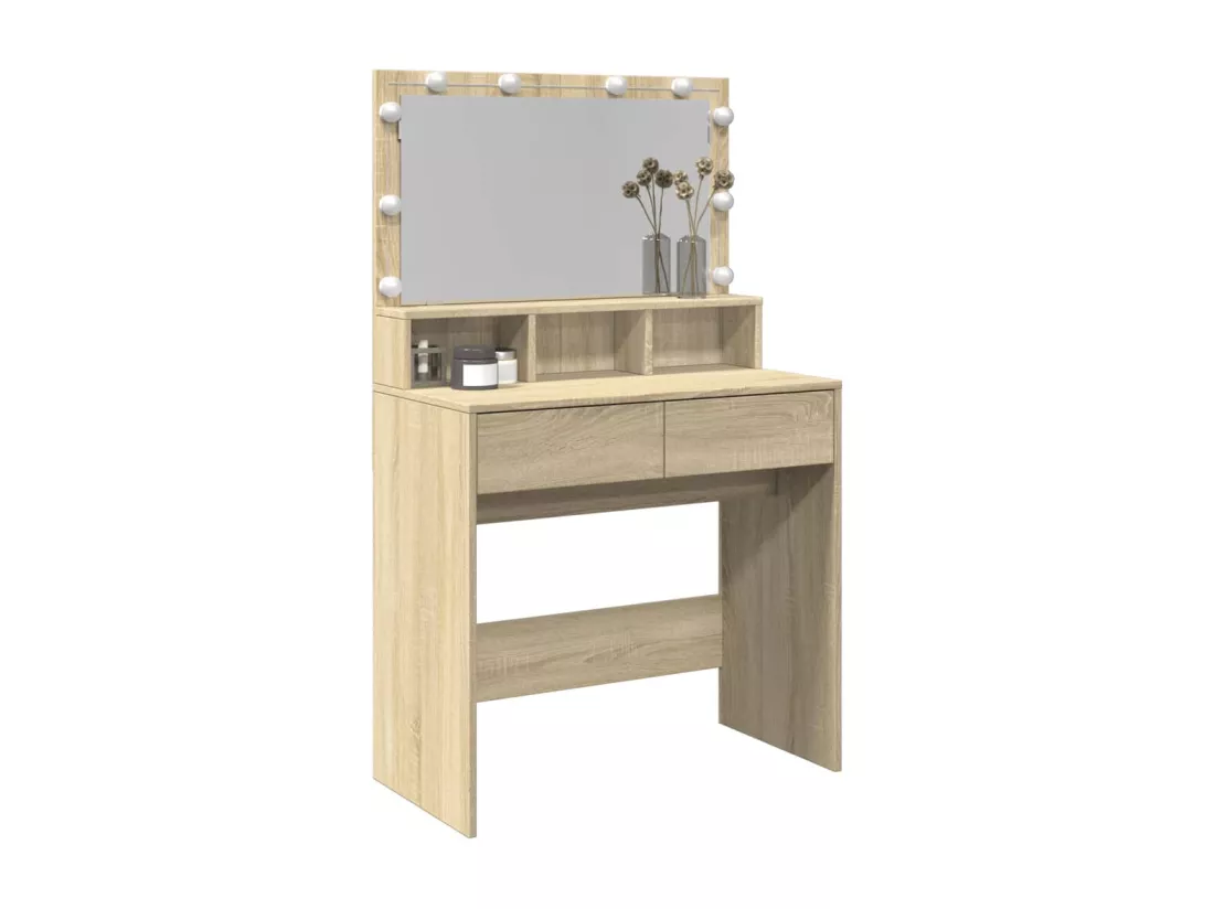 Coiffeuse avec LED chêne sonoma 80x41x134,5 cm