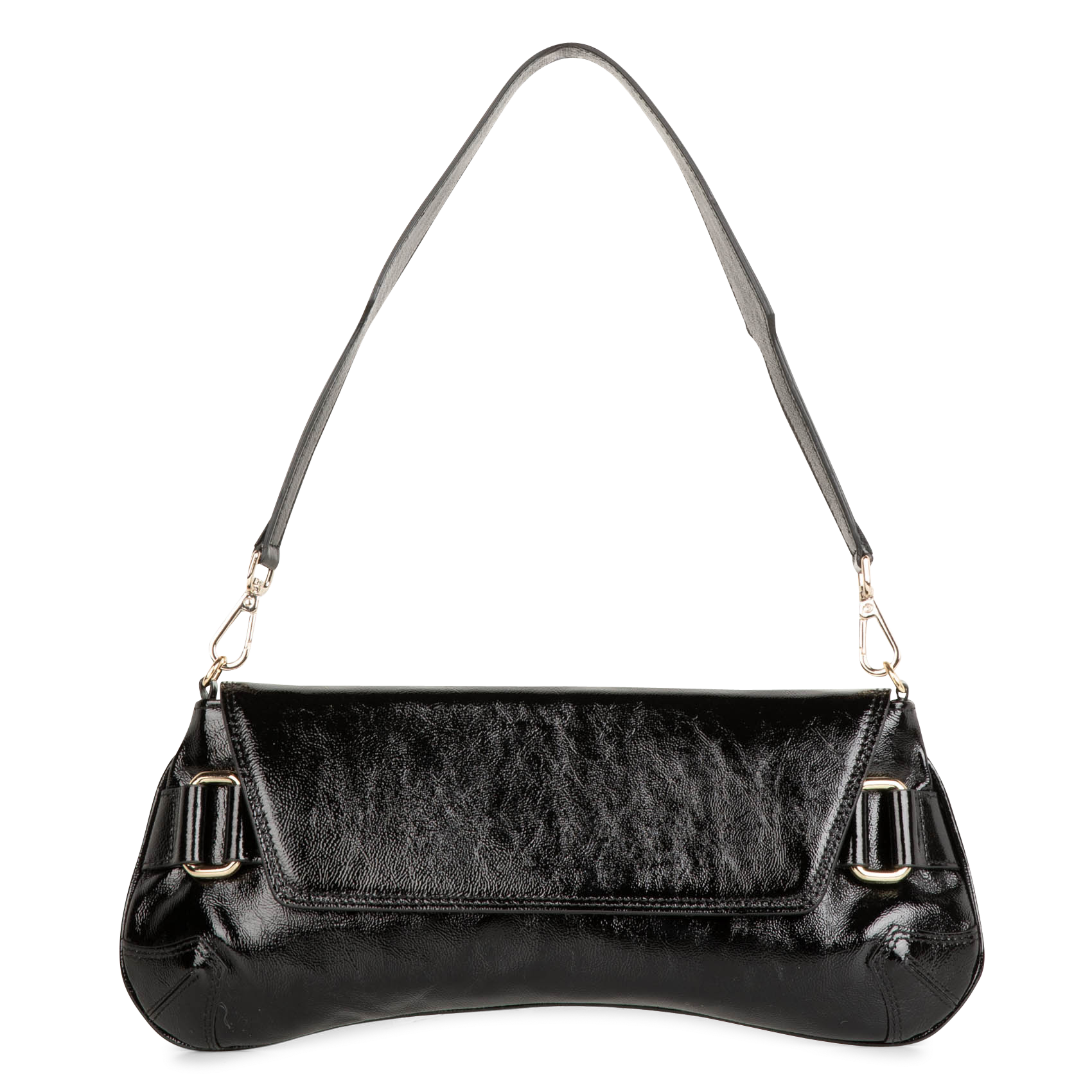 ENA - Sac baguette en cuir vernis| Noir