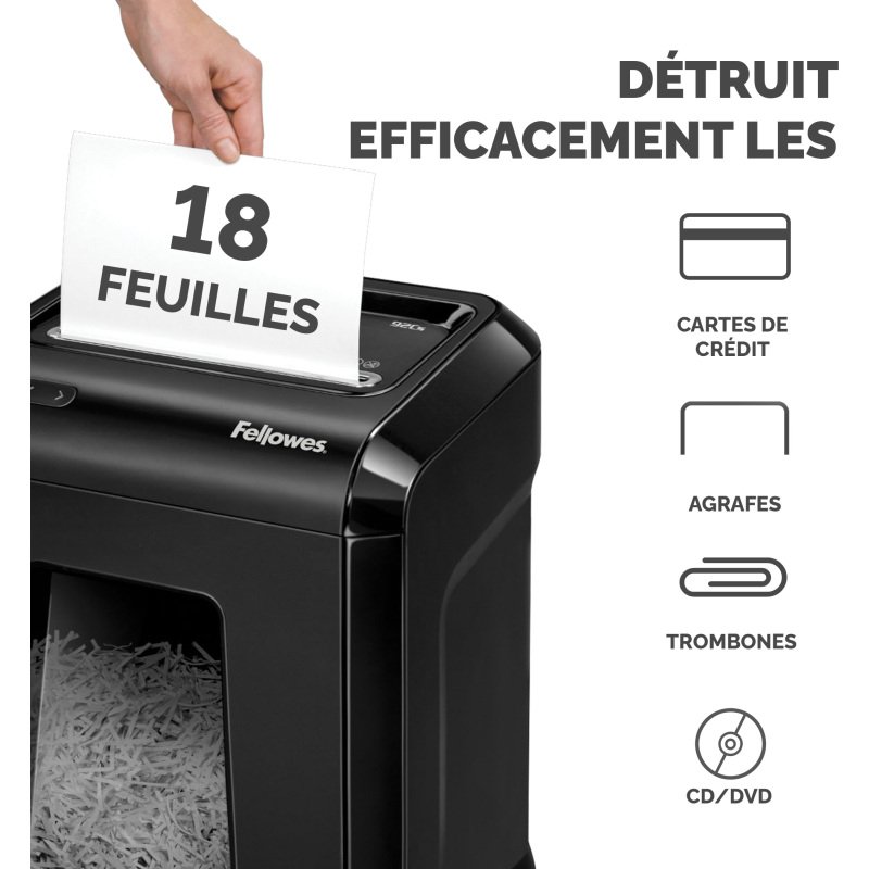 Destructeur Fellowes Powershred 92cs  - coupe croisée
