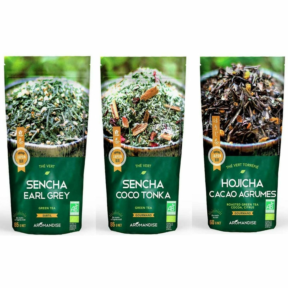 Trio de thés verts bio japonais - sencha et hojicha