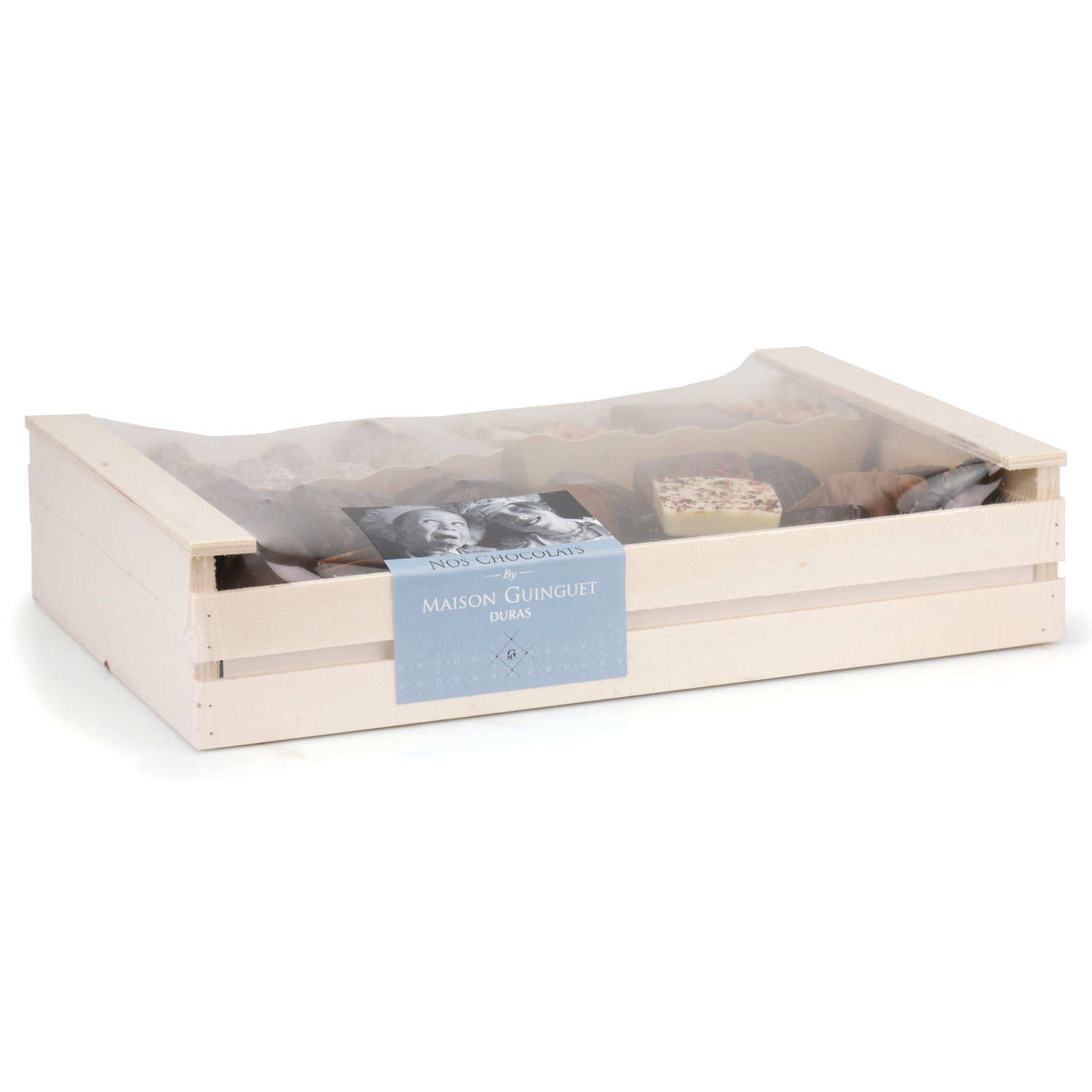 Assortiment de chocolats en cagette bois - 720g