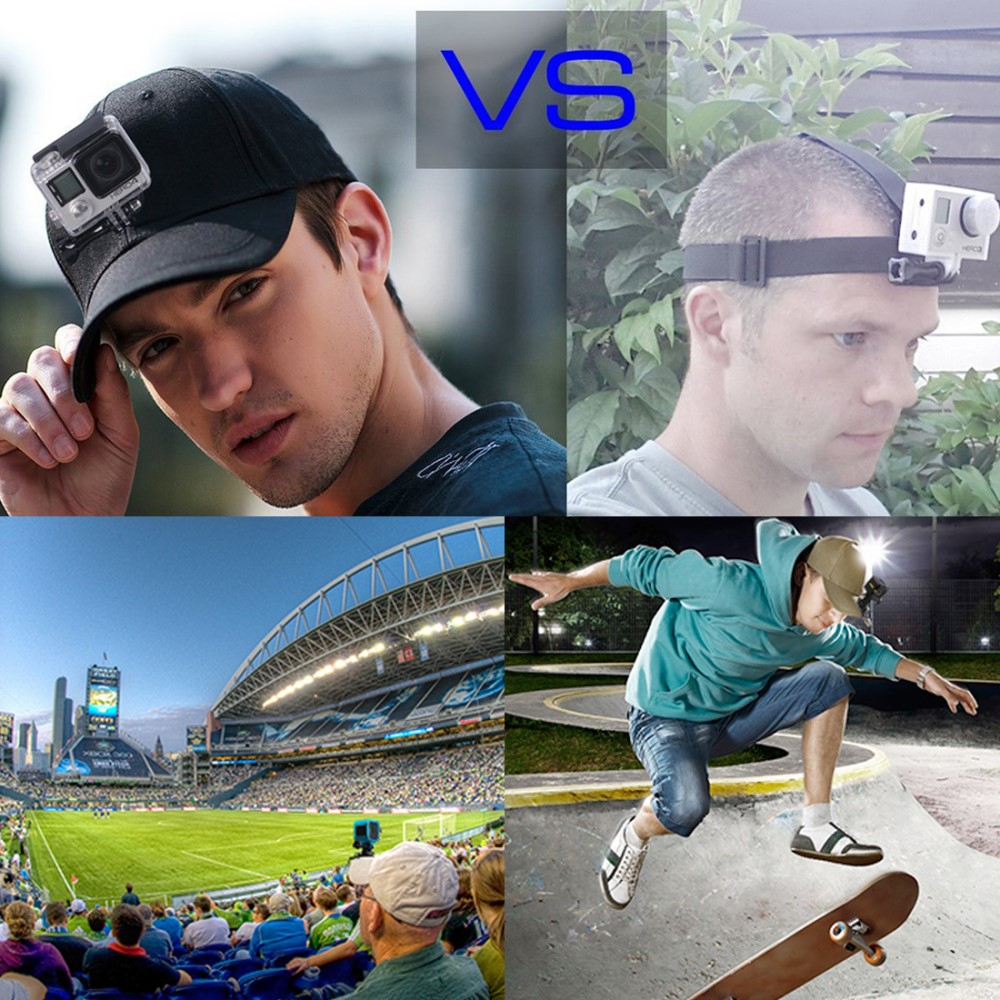 GoPro Sport Kappe Kamerahalterung verstellbar mit Klettverschluss - Schwarz