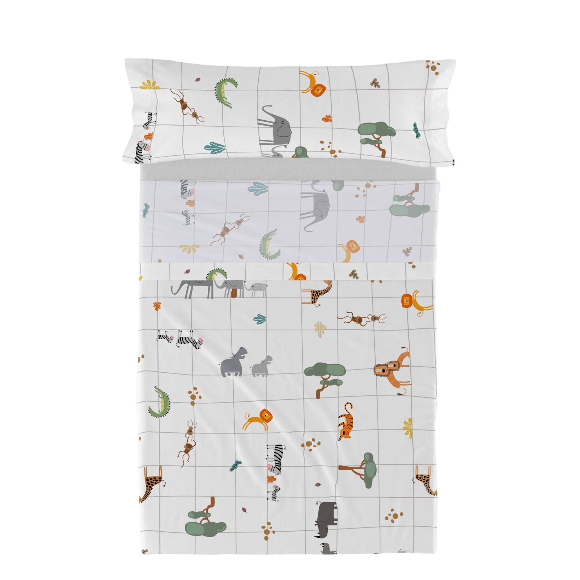 Mini savanna Laken Set 2-delig 160x270 cm (Bed 80|90) Happyfriday Mini, Veelkleurig, 100% katoen, de kwaliteit van 150 TC