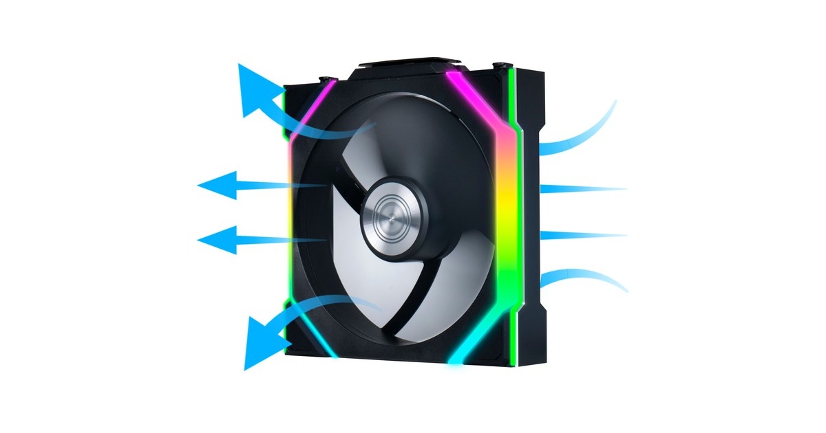 Lian LiUNI FAN SL120 Wireless Reverse Blade RGB case fans  (Zwart, 3 stuks, 120 x 124.5 x 28 mm, PWM)