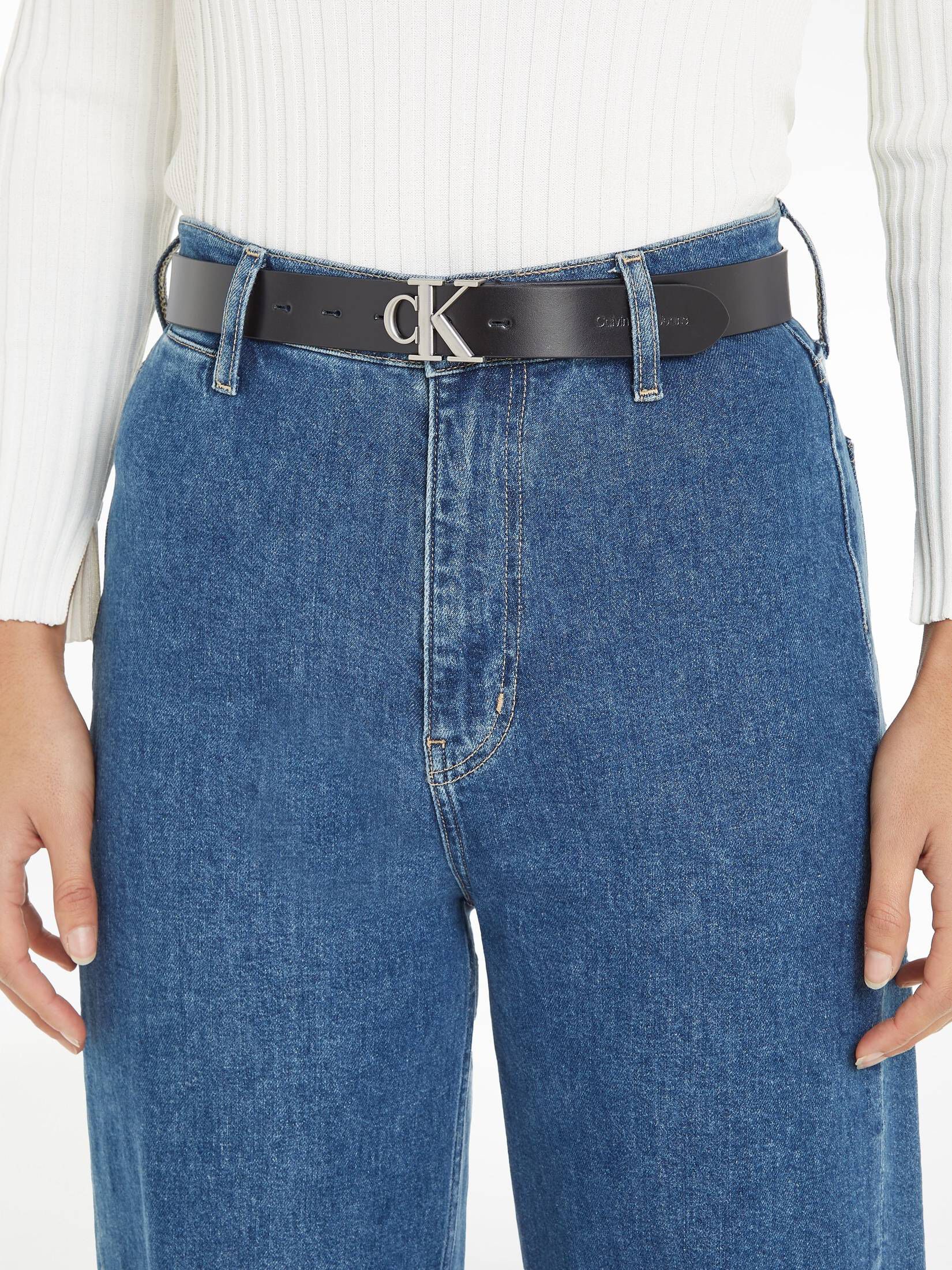 CALVIN KLEIN JEANS| Damen Ledergürtel ROUND MONO