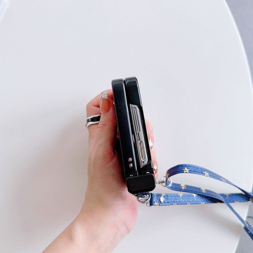 Edgin - Mobiele telefoonhoesje met sterrenpatroon en crossbody-koord - Samsung Galaxy Z Flip 3 / Flip 4 / Flip 5