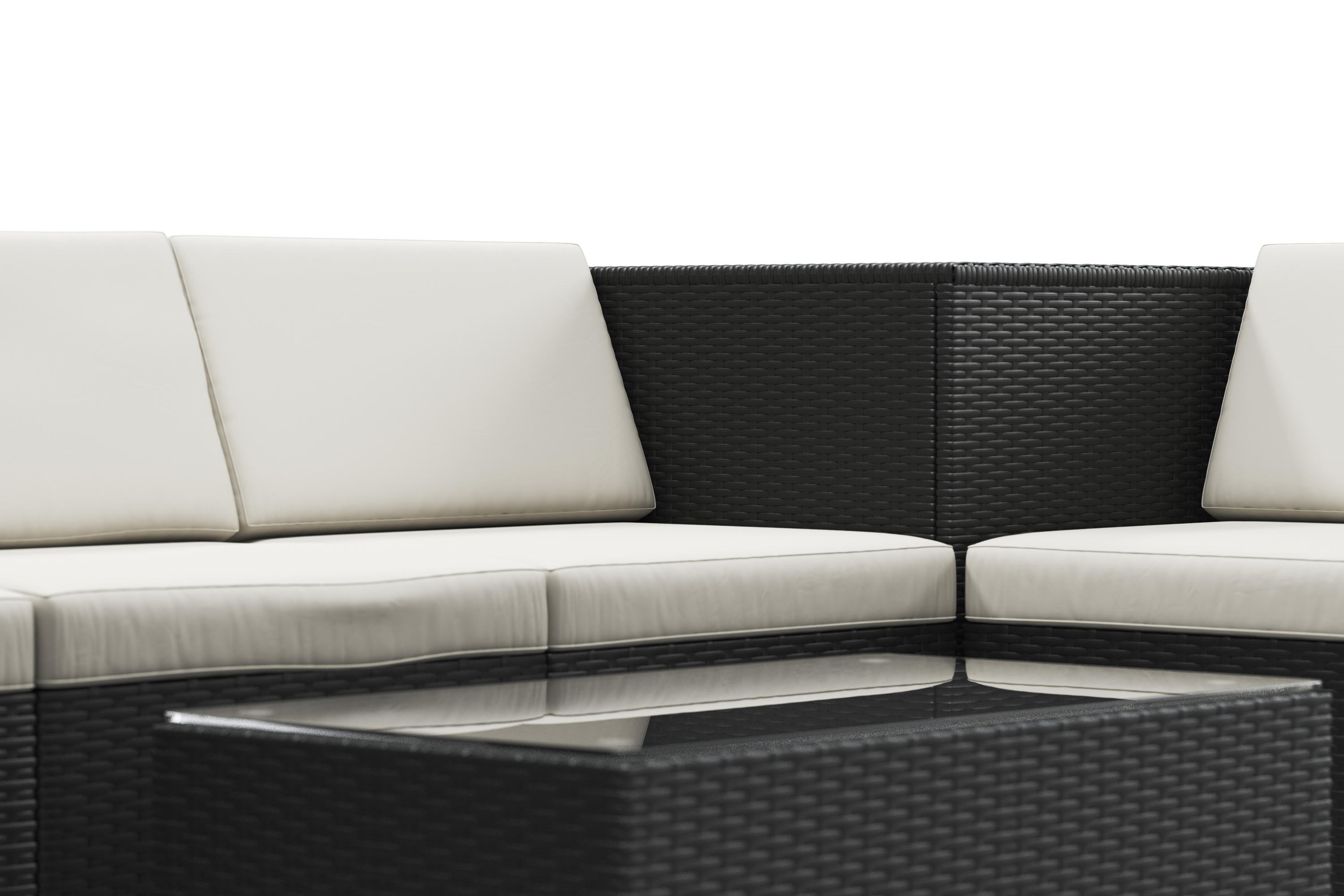 Rattanlounge mit Kissenbox BORA BORA schwarz/weiss