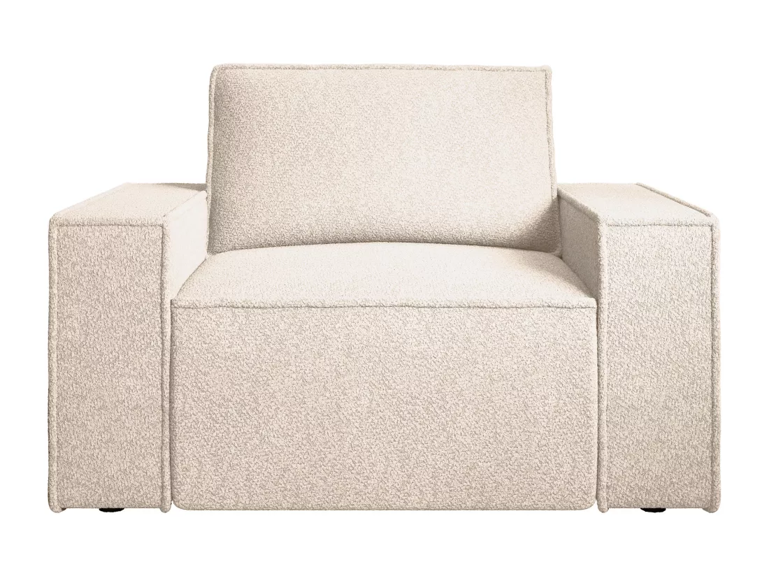 Fauteuil en tissu bouclette beige AMELIA