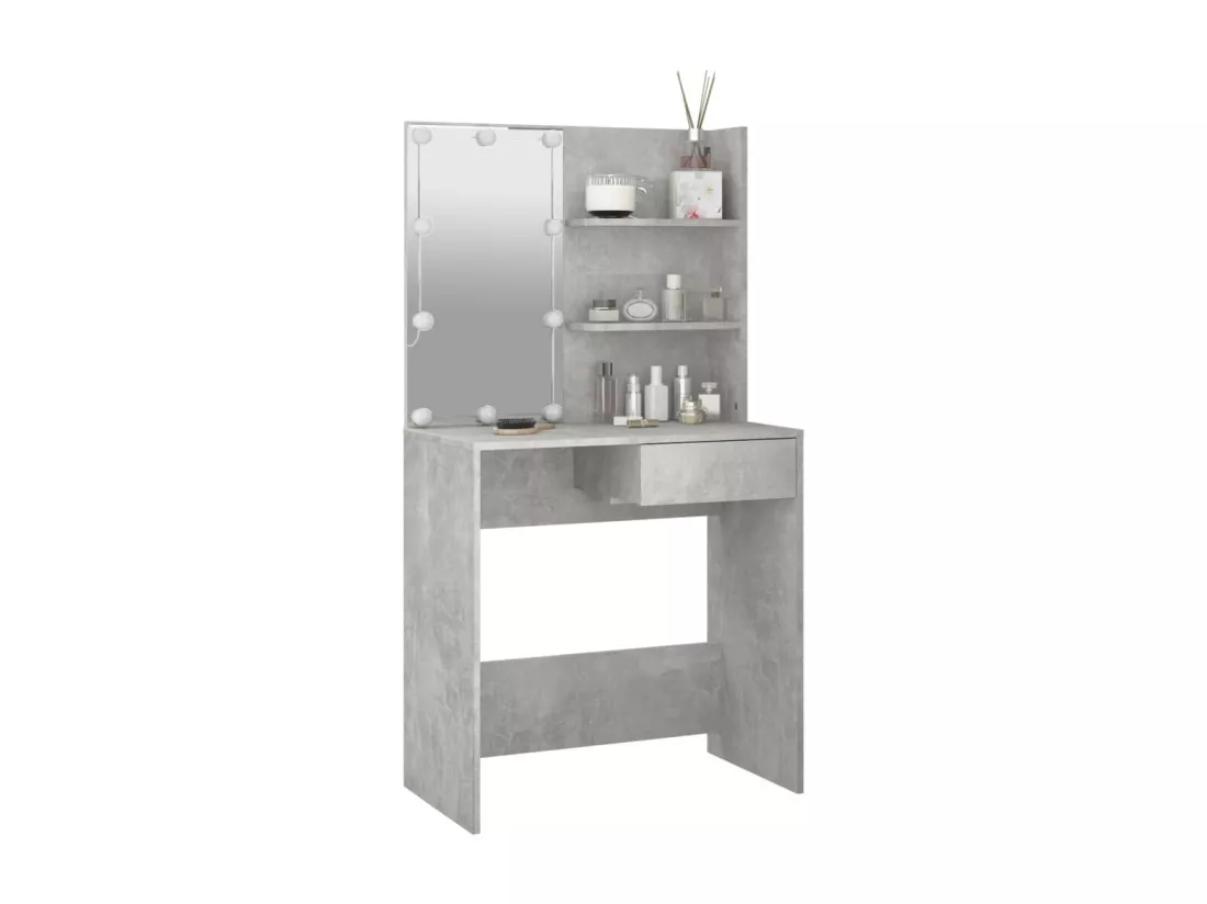 Coiffeuse avec LED Gris béton 74,5x40x141 cm