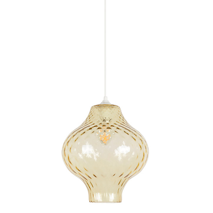 Suspension Idoline verre strié ambre E27 60W IP20 H.30 x Ø30 cm Corep