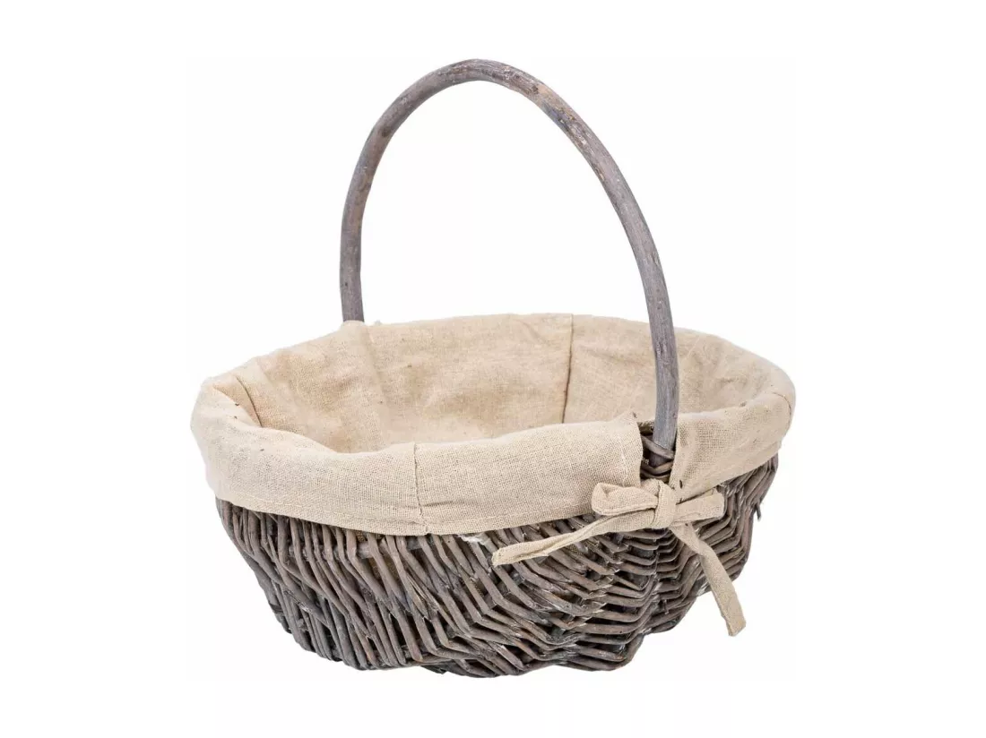 Panier en osier doublé gris 25x20x20h