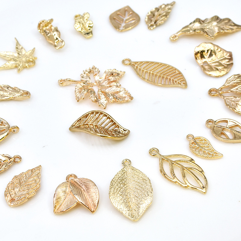 (20er Set) Glas Markierer Wiederverwendbare Trinkglas Blätter Charms Markierungs Anhänger inkl. Aufbewahrungs Beutel - Gold