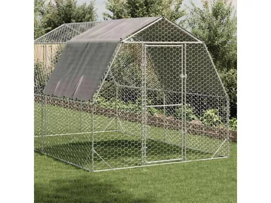 Poulailler avec toit 2,5x4x2,25 m acier galvanisé
