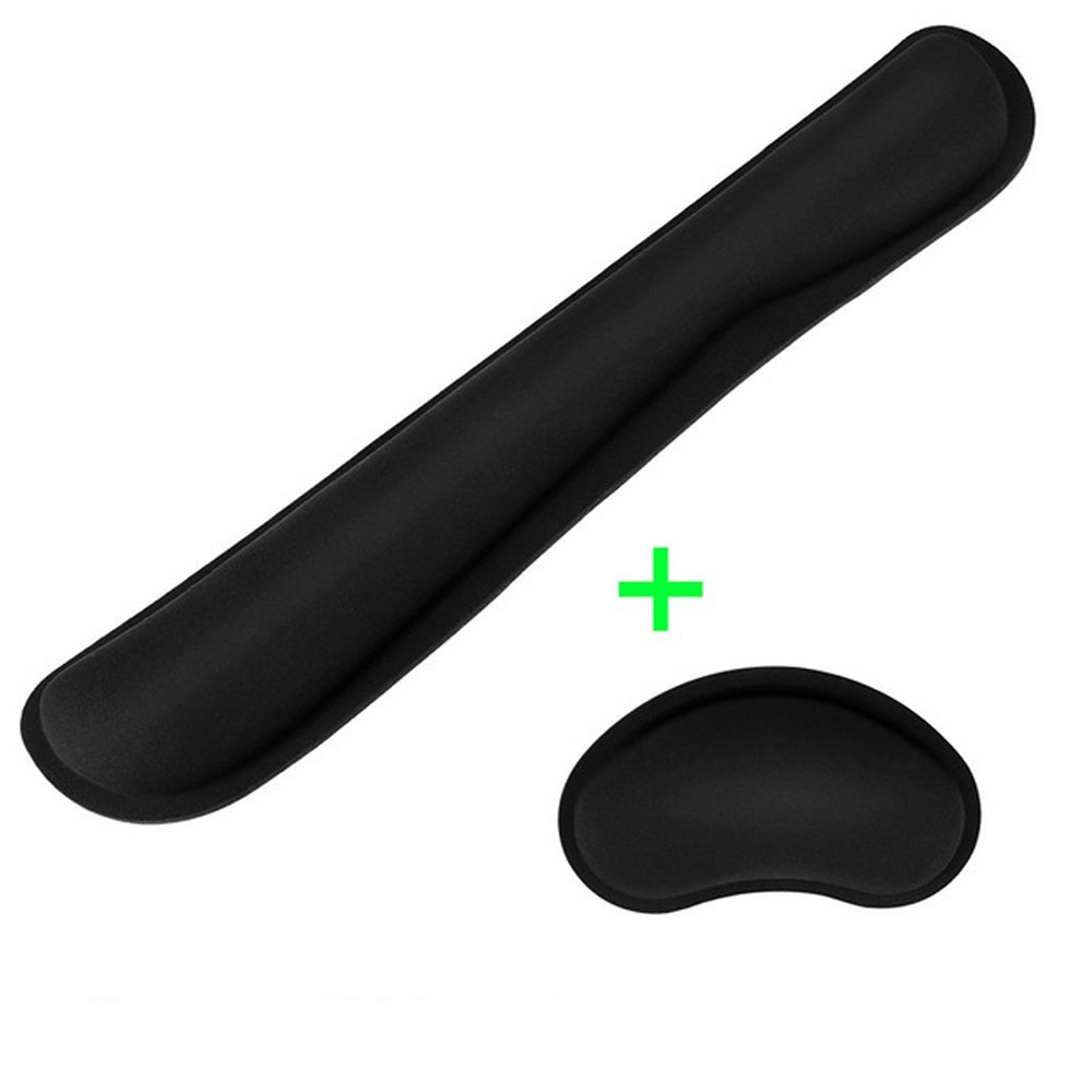(2-tlg. Set) Ergonomische Mausmatten und Tastatur Handballenauflage für Arbeiten am Computer - Schwarz