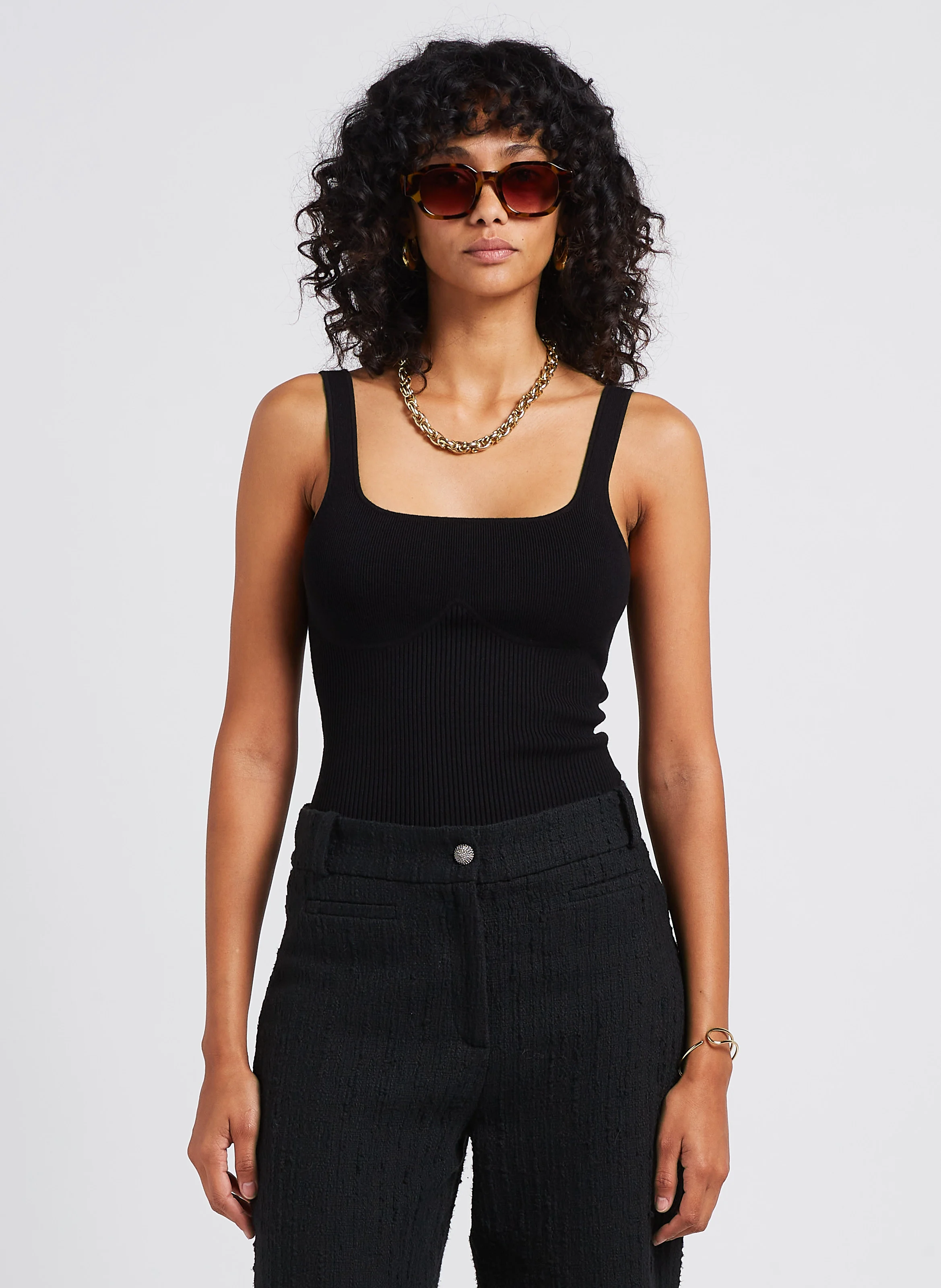 OXMO - Top encolure carrée | Noir