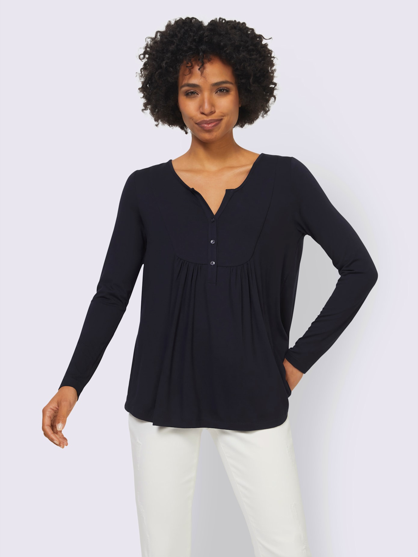 T-shirt encolure ronde avec bordure en v
