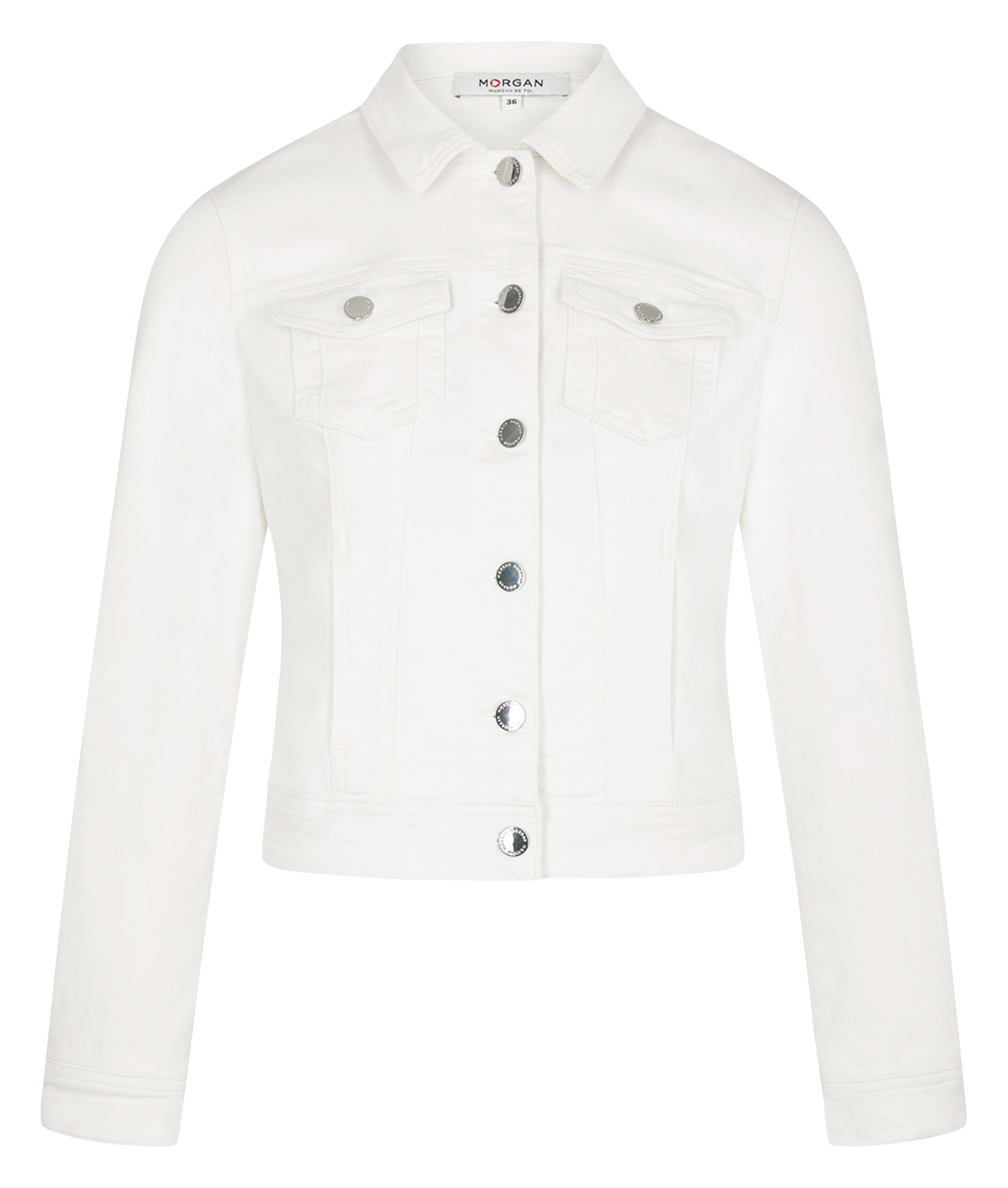 VPOM1 - Veste droite boutonnée en jean | Blanc