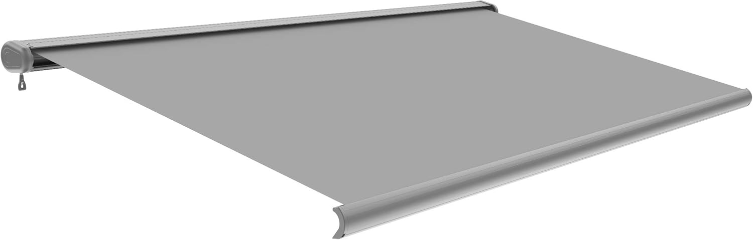 Schartec Premium Kassetten Markise elektrisch mit LED Beleuchtung Kassettenmarkise motorisierte Gelenkarmmarkise bis 500x300cm m (400x300cm, grau)