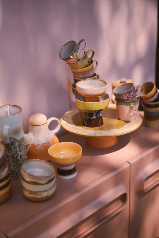 HKliving 70's Ceramic plateau taartplateau Ø33 Papaya