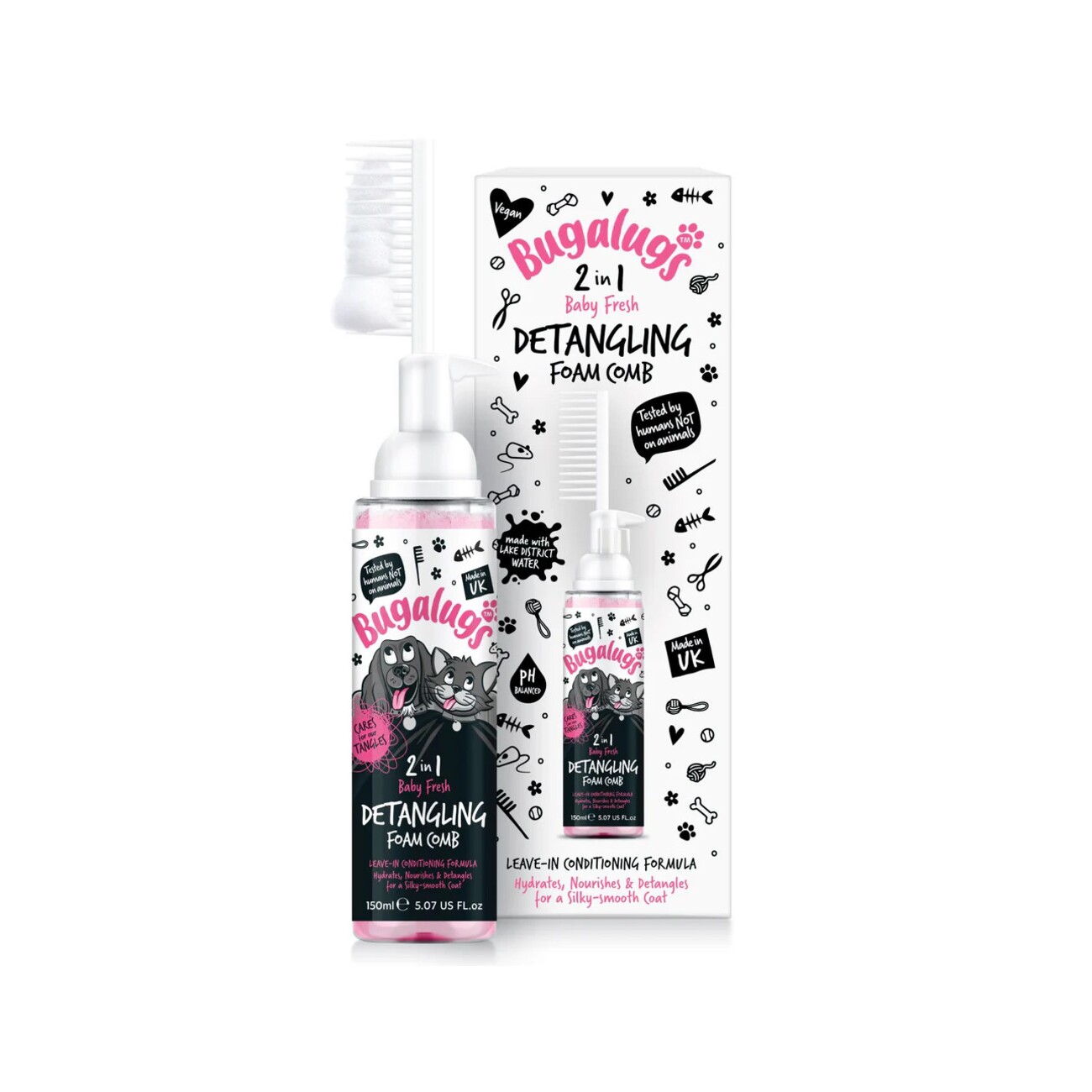 Bugalugs Fellentwirrungsschaum mit Kamm Baby Fresh 150 ml