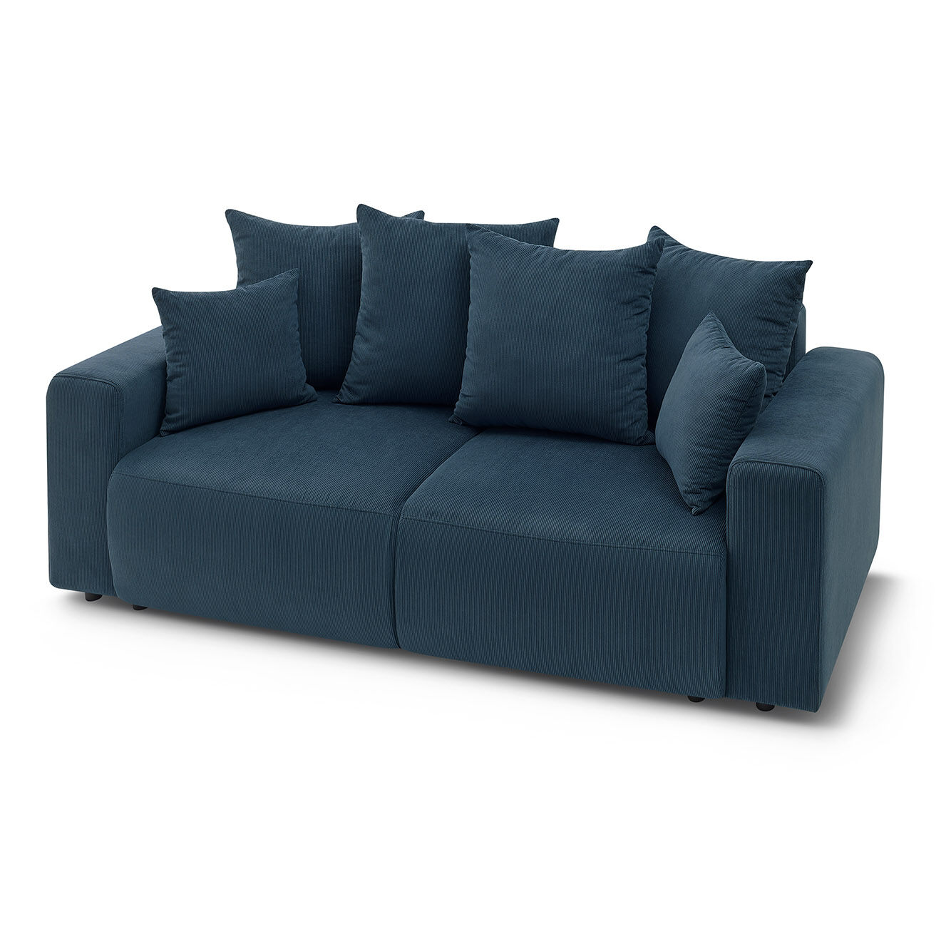 Bobochic Canapé droit fixe 2 places envy velours côtelé bleu foncé - 210x100x95 cm