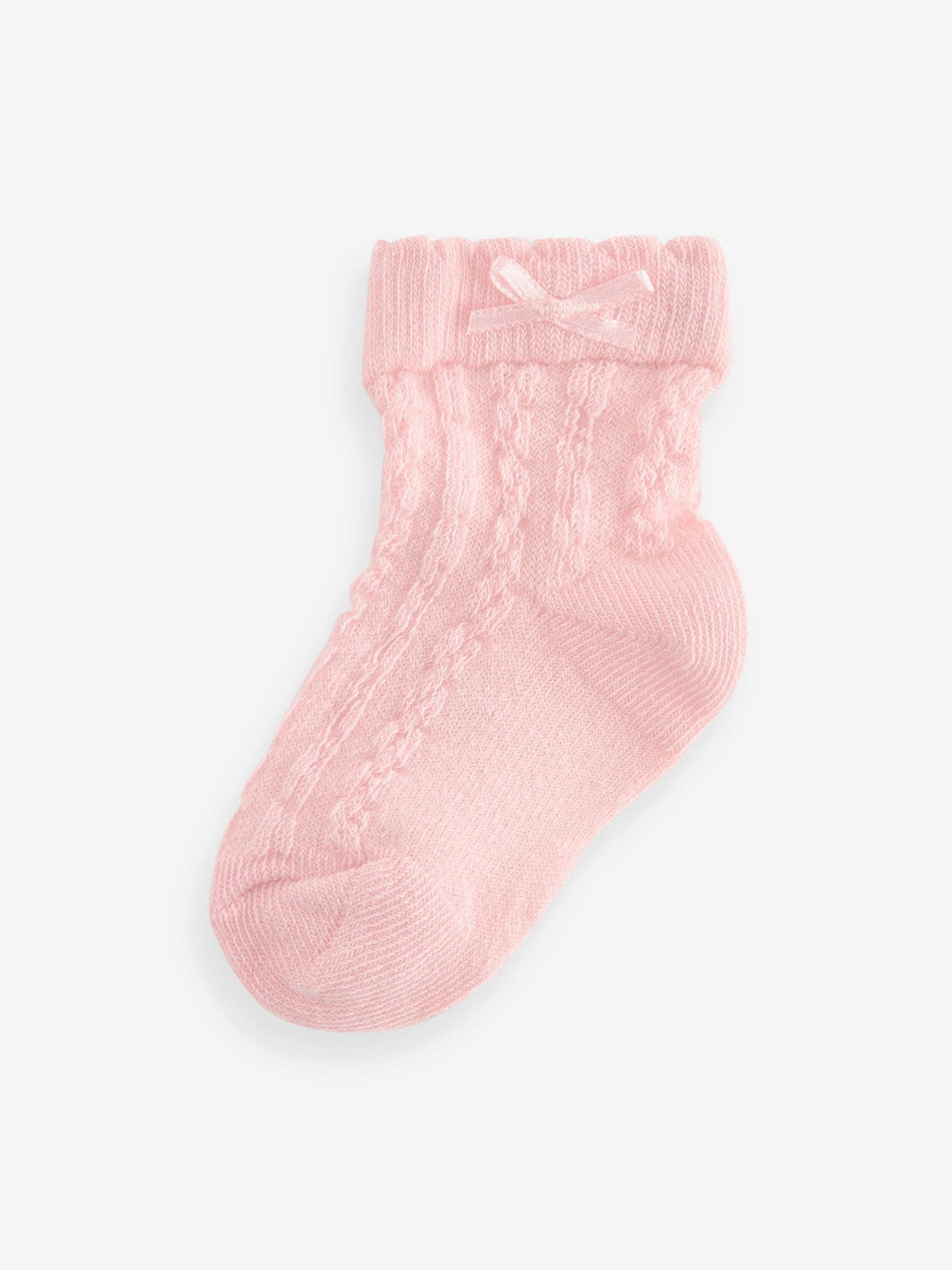 Roze - Set van 7 paar babysokken met kabelpatroon (0 mnd-2 jr)