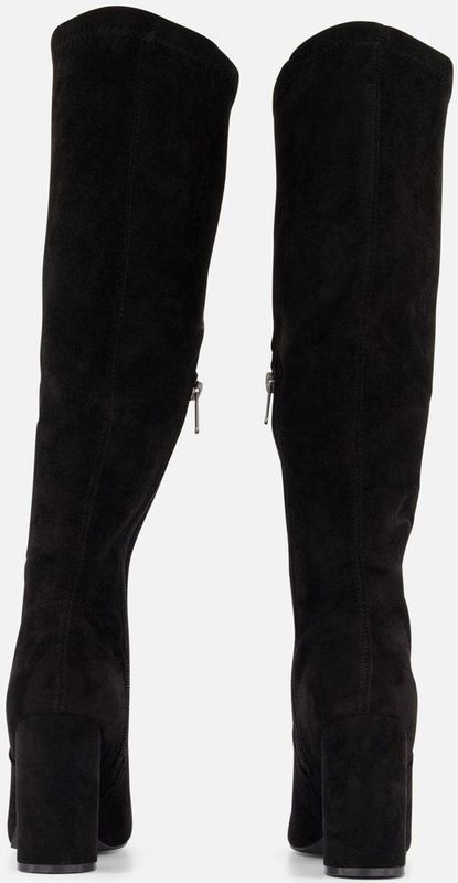 POSH by Poelman Hoge Laarzen - Zwart - Textiel - Suede Look - Ritssluiting